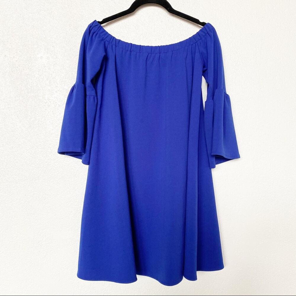 ASOS Blue Off the Shoulder Bell Sleeve Dress Size 0